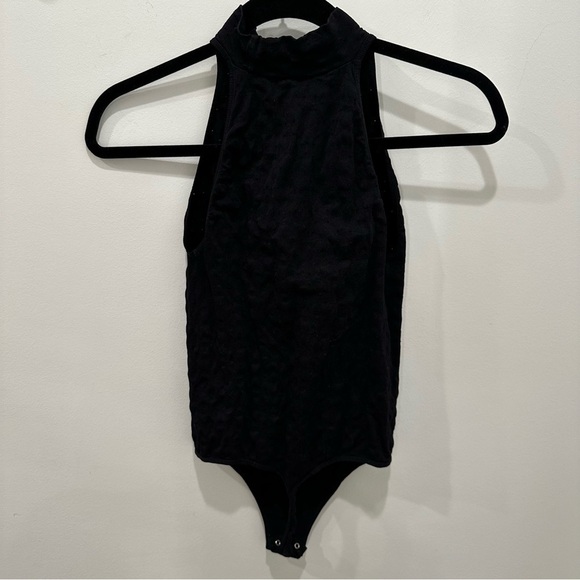 Free People Perforated High Neck Black Bodysuit - Picture 8 of 8